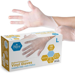 MED PRIDE Medical Vinyl Examination Gloves (Large, 100-Count) Latex & Rubber Fre