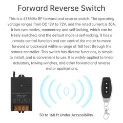 12-72V 30A DC Motor Reversing Switch, Linear Actuator Forward Reverse Controller