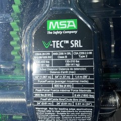 Msa Safety V-TEC(TM) Self-Retracting Lifeline, 63306-00A