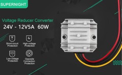 DC 24V to 12V 5A 60W Converter Voltage Reducer Regulator Waterproof for Car