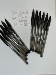 BLACK Bic Cristal Ballpoint Pens Lot of 11 NEW 1.6mm Xtra Bold Smooth Writing