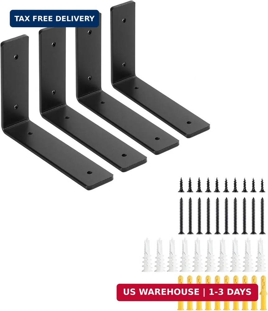 6 Inch Heavy Duty Floating Shelf Brackets 4 Pack, Extra Thick 0.2″ Steel Industr