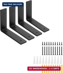 6 Inch Heavy Duty Floating Shelf Brackets 4 Pack, Extra Thick 0.2″ Steel Industr