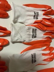 🌿 Firm Grip White/orange Nitrile Coated Gloves, 4 Pairs, 🆕 With Defects