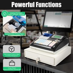 Square POS Terminal Cash Register Complete W/ Printer, And Cash Drawer, 48 Keys