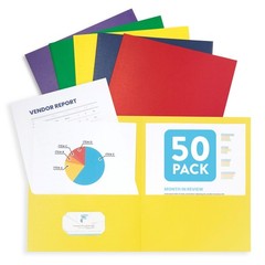 Blue Summit Supplies 50 Paper Two Pocket Folders Bulk, 50 Pack, Green