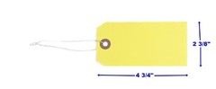 100 of 4 3/4″ x 2 3/8″ Yellow Inventory Tags with ELASTIC Stretchable String