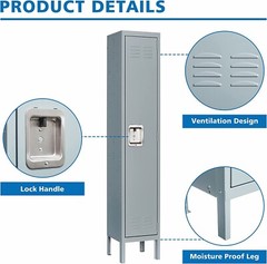 Metal Lockers Storage Cabinet w/Lock Door for Office School Gym Hotel Employees