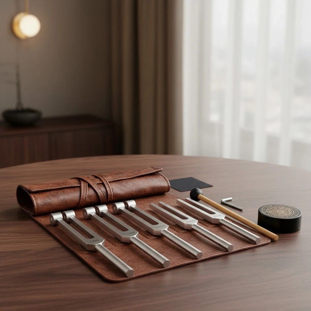 Tuning Forks for Healing Set (128Hz, 136.1Hz, 256Hz & 528Hz) – for Meditation