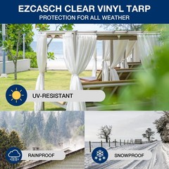 Ezcasch Clear Tarp 4′ x 6′, 15 OZ Vinyl PVC x White Edge