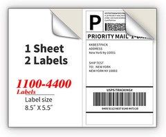 Labels 8.5×5.5(1-4 Reel)Premium Shipping Labels 8.5×5.5 Half-Sheet Self Adhesive