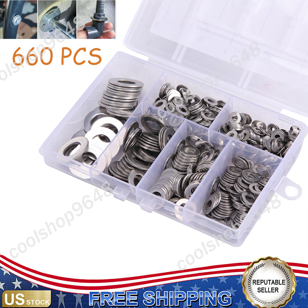 Flat Washer 304 Stainless Steel Washers Assortment Set 660 Pieces M3-M10