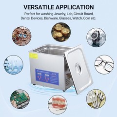 10L Ultrasonic – 240W, 40kHz, Digital Timer & Heater, Heavy-Duty Lab Cleaner