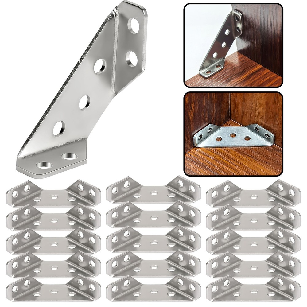 25PCS Universal Stainless Steel Furniture Corner Connector Brackets for Books…