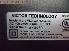 Victor Technology Printing Calculator, 1225-3A 100-240V, 50/60Hz 0.12A, 18K00501