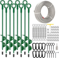 8 Pack 30″ Shed Anchor Kit, Triple Helix Ground Earth Anchors with 100 FT 3/16″