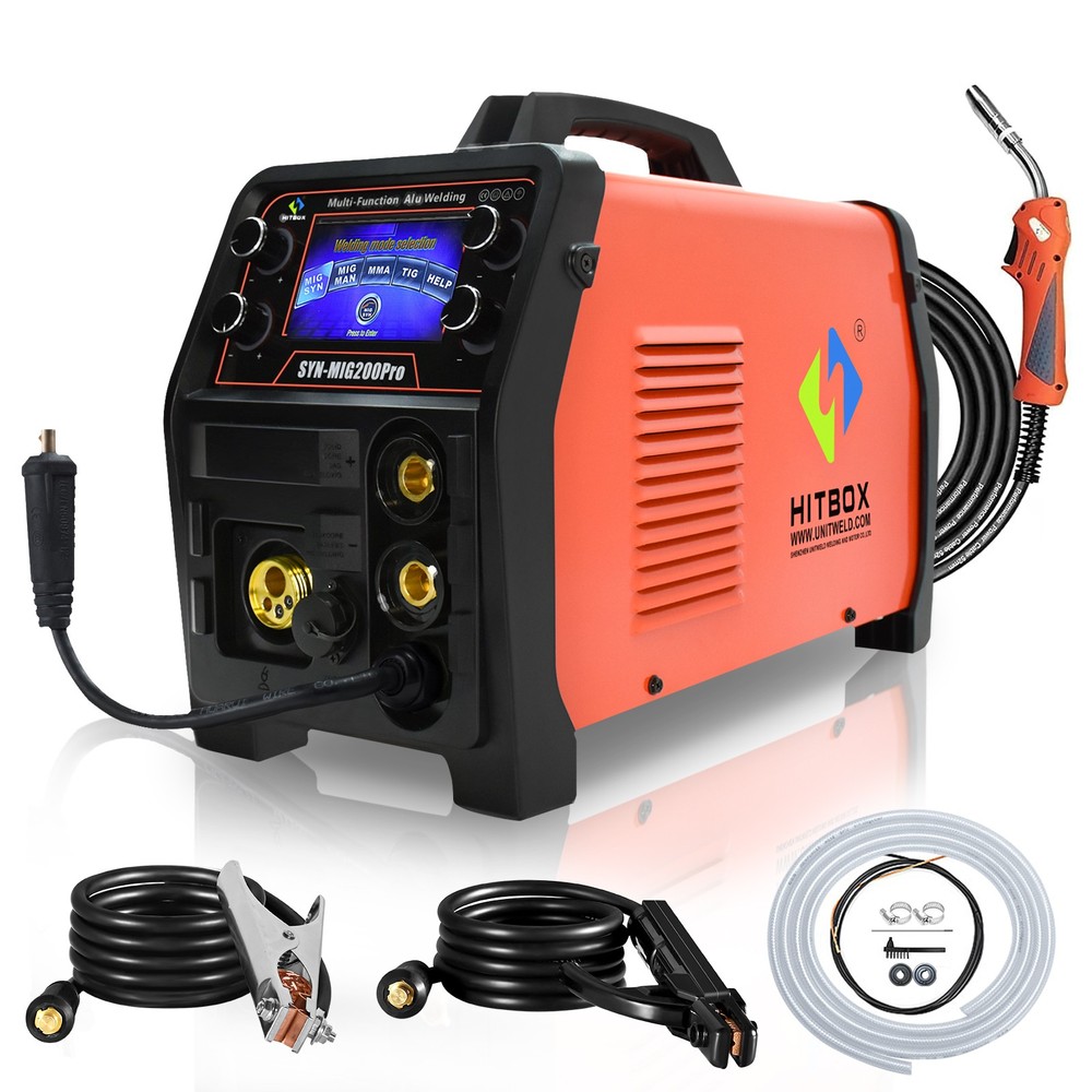 HITBOX 5In1 Gas/Gasless SYN MIG Welder Stick Lift TIG Welder Spool Gun 110V/220V