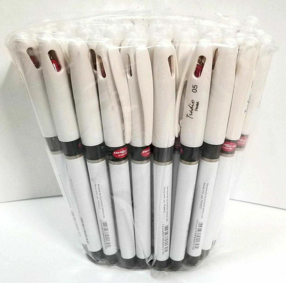 NEW Pentel EnerGel Tradio Pearl Gel Pen RED INK .5mm tip BULK 48-pcs BLN115W-BBR