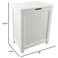Redmon Contemporary Wooden Clothes Hamper for Bedroom and Laundry Room, White