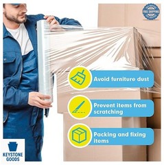 Stretch Film 15 x 1200 Ft 4 Rolls Industrial Strength Clear Wrap with Handles