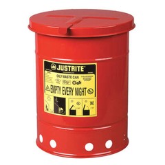 JUSTRITE 09110 Oily Waste Can,6 Gal.,Steel,Red 3TCH4