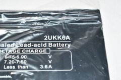 NEW 2UKK6 Sealed Lead Acid Battery: 6V DC, 12 Ah Capacity, 3.7 in Ht, 1.97 in Wd