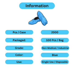 Shield Safety 16″ Blue Bottom Shoe Cover Cast Polyethylene 4000 Pieces