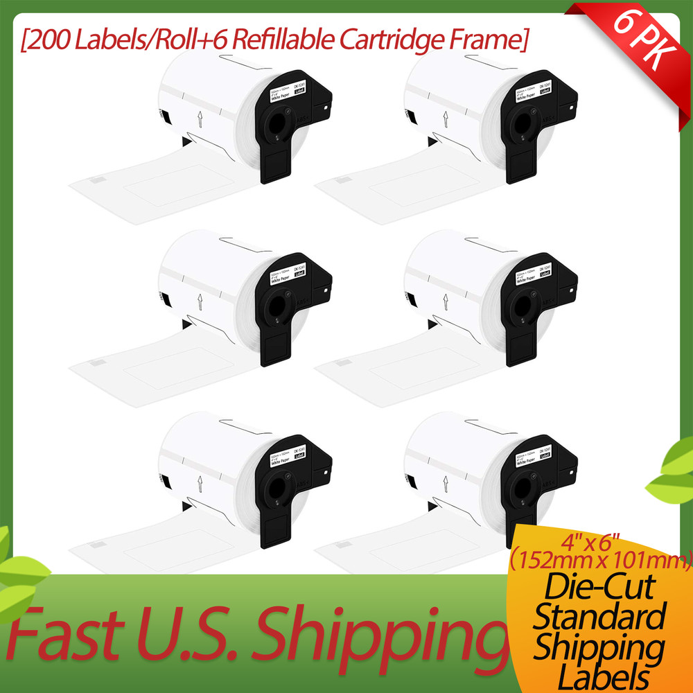 6 x DK1241 Shipping Mailing Address Barcodes 4″x6″ Labels for Brother QL-1110NWB