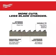 Milwaukee Tool Extreme Thick Metal Deep Cut Band Saw Blade 3pk