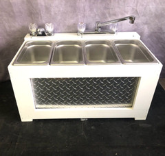 3 Compartment Concession Sink + Hand Sink, With PRE-ASSEMBLED Table Top Frame