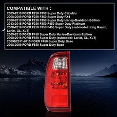Left Tail Light Assembly Red Lens w/o Bulbs Ford F250/350/450/550 SD 08-16