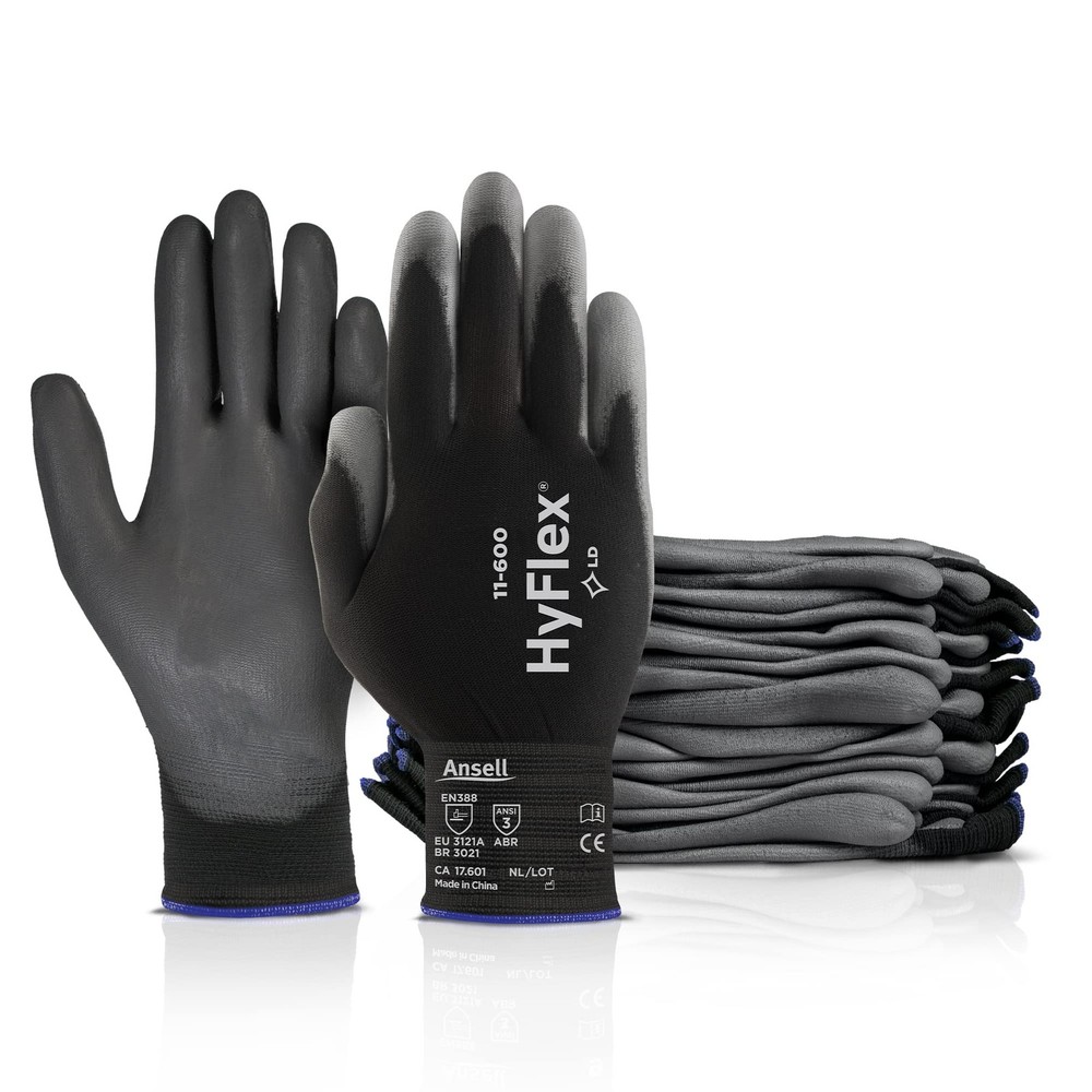 Industrial Gloves 11-600 Palm Coating Size 7 Black 12 Pairs