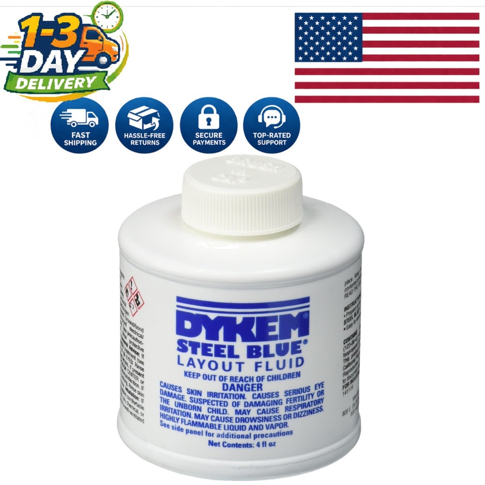 4oz Brush-In-Cap Steel Blue Layout Fluid – Ideal for Metalwork & Inspections