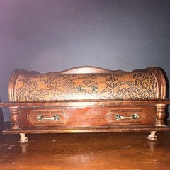 London Leather Wood Roll Top Desktop Organizer with Drawers