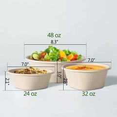 Homestockplus 48 Oz Disposable Bowls – Heavy Duty and Compostable Bowl – Made fr