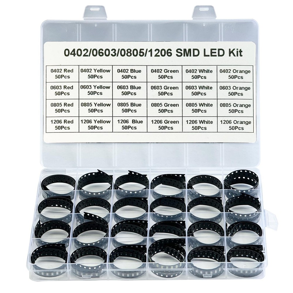 1200PCS Super Bright SMD LED Diode Assortment 6 Colors Assortment 0603 0805 1206