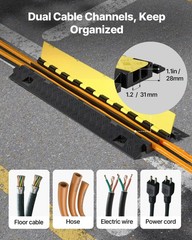 VEVOR Cable Protector Ramp TPU Cord Cover 22000 lbs/axle Capacity 2 Channel