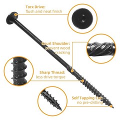 200Pcs Lag Screws #14 x 6 Inch Heavy Duty Structural Wood Screws Star Drive