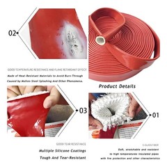 Silicone / Fibreglass Fire Sleeving Protective Heat Shield Sleeve 4mm to 100mm