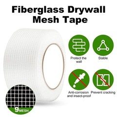 2 in. x 295 ft Self Adhesive Fiberglass Cloth Tape White Mesh Rolls for Drywall