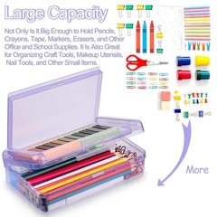Meiikun Pencil Box, Large Capacity 3 Pack, 3 Pack Blue,Clear,Purple