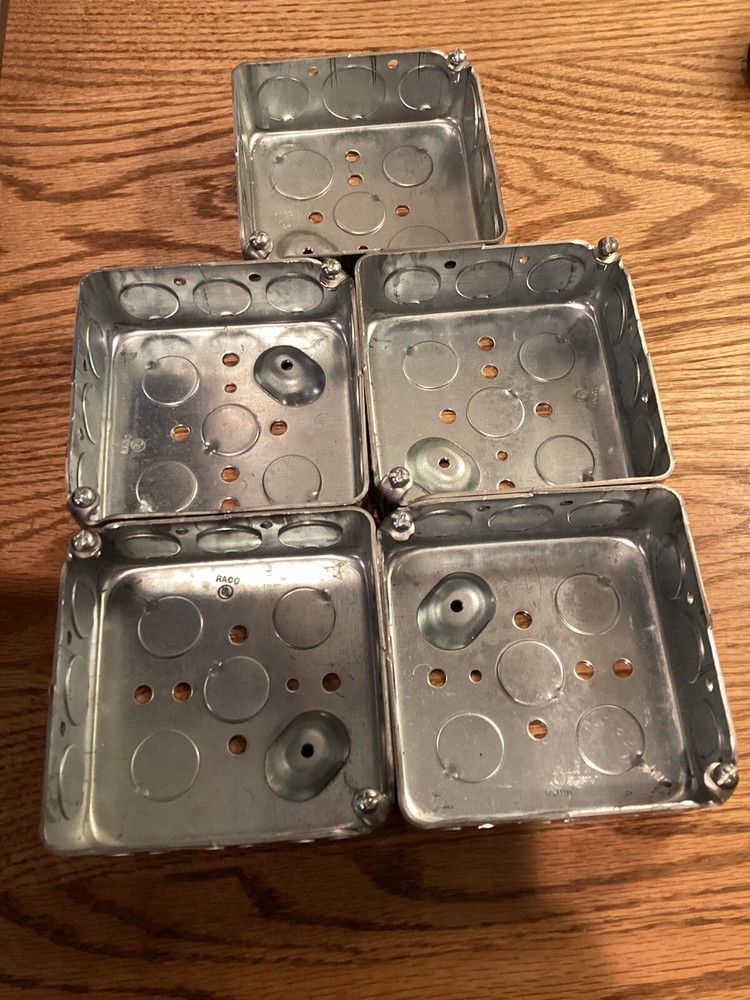 *Lot of 5 Hubbell-Raco – 8190 – Electrical Box – Square – 21 cu in – 4″x1.5″