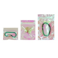 100 Pcs Iridescent Zip lock Bags Pouches Cosmetic Hologram Holographic Clear Bag