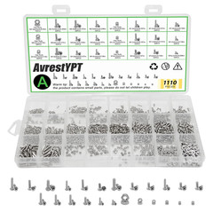 1110Pcs 304 Stainless Steel Metric Micro Screws Nuts Assortment, M1 M1.2 M1.4 M1