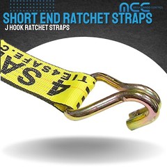 USA 3″ 4″ Ratchet Tie Down Short Fixed End Strap w/ J Hook for Flatbed Truck