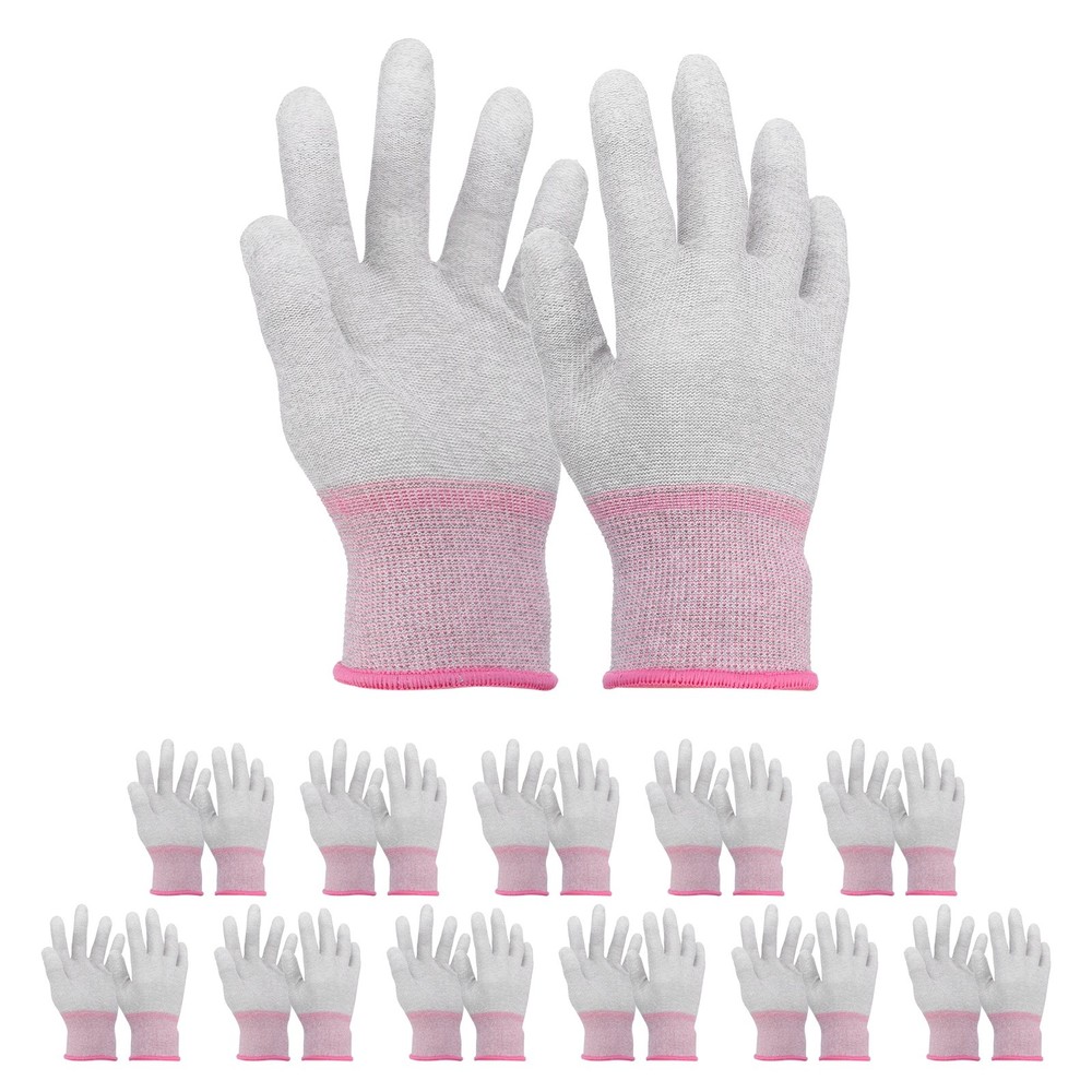 12 Set ESD Anti-Static Gloves Carbon Fiber Protective Glove Small Size Pink
