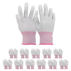 12 Set ESD Anti-Static Gloves Carbon Fiber Protective Glove Small Size Pink