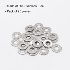 M6 Flat Washer, 14Mm OD, 18-8 304 Stainless Steel Metric Washers for Bolts Screw