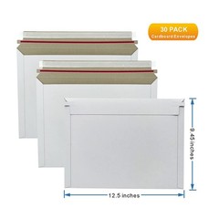 30 Pack White Rigid Mailers 12.5×9.45 Inches – Can Keep Flat Kraft Cardboard …