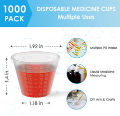 Lilymicky 1000 Count 1 Oz Disposable Medicine Cups, 1 Oz Plastic Med Cups